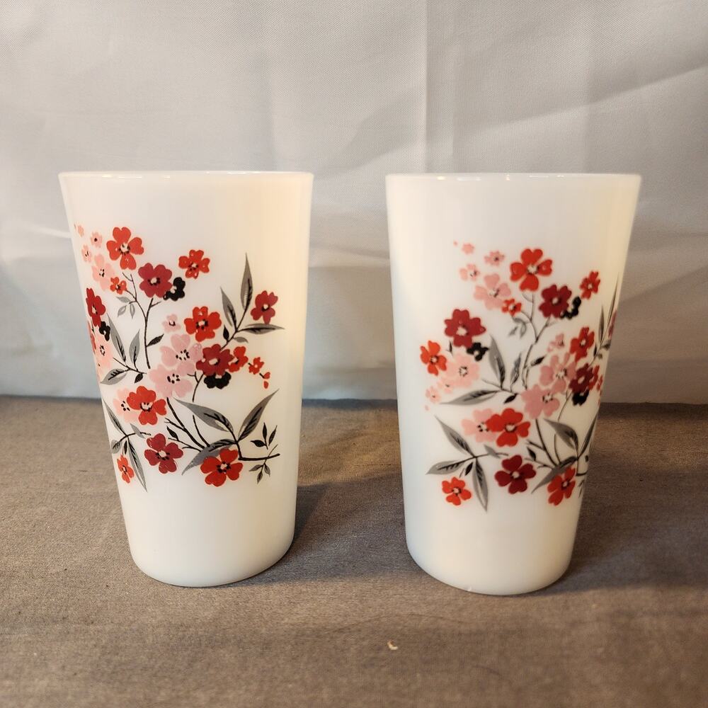 2 vintage Fire King Primrose Juice Glass Glasses 5”